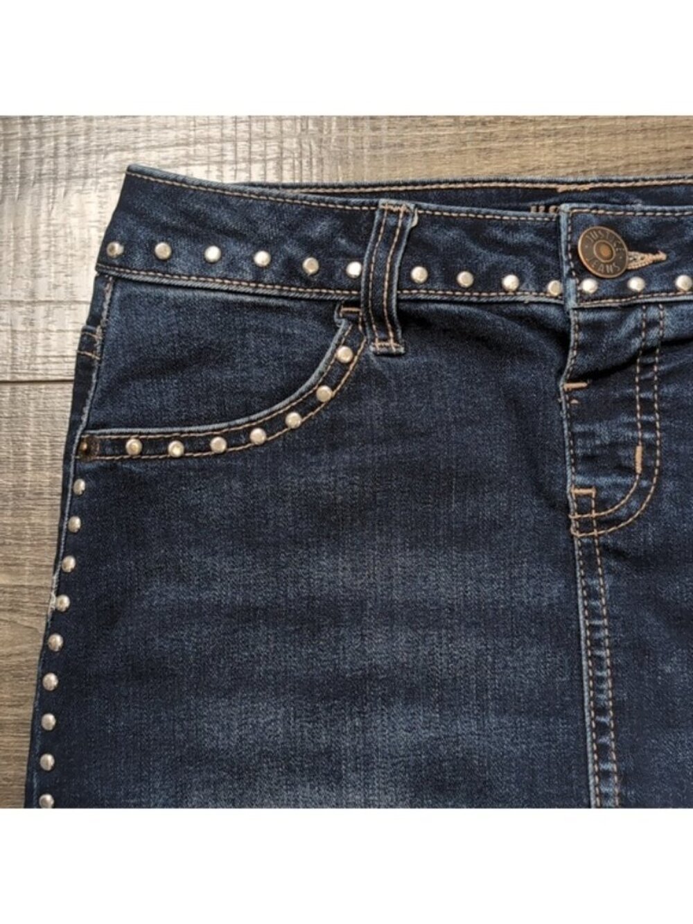 Justice Girls Size 10 Denim Jean Skirt Skort Snap Closure Cut Off Bue Jean - Picture 2 of 13